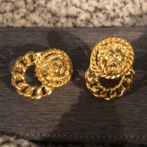 Gold Lionhead clip-on earrings